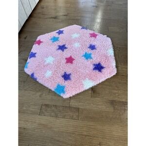 Pink Fluffy Hexagon Area Rug for Girls Room